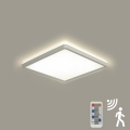 Brilagi - LED dimbare lamp met bewegings- en schemersensor ULTRA SLIM LED/18W/230V 30x30 cm + afstandsbediening