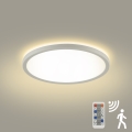 Brilagi - LED dimbare lamp met bewegings- en schemersensor ULTRA SLIM LED/18W/230V Ø 30 cm + afstandsbediening