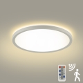 Brilagi - LED dimbare lamp met bewegings- en schemersensor ULTRA SLIM LED/24W/230V Ø 42 cm + afstandsbediening