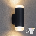 Brilagi - LED RGBW dimbare buitenwandlamp MATERA 2xGU10/4,8W/230V 3000K IP54 antraciet + afstandsbediening