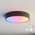 Brilagi - LED RGBW Dimbare plafondlamp CLARE 3xE27/9W/230V 2700-6500K Ø 40 cm Wi-Fi zwart