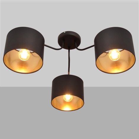 Productie Vies Bijwerken Aan plafond gevestigde hanglamp ALBA 3xE27/60W/230V zwart/gouden |  Lampenmanie