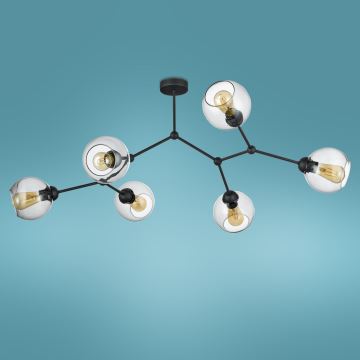 Aan plafond gevestigde hanglamp FAIRY 6xE27/60W/230V zwart