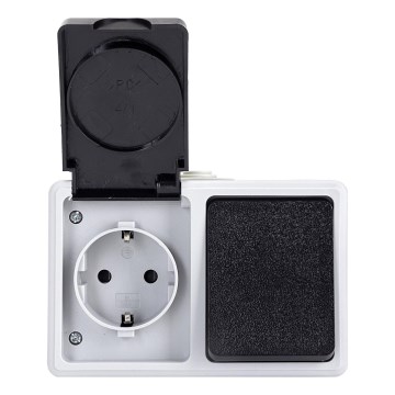 Aigostar - Buiten schakelaar 1P met stopcontact 1x16A/250V IP54 SCHUKO