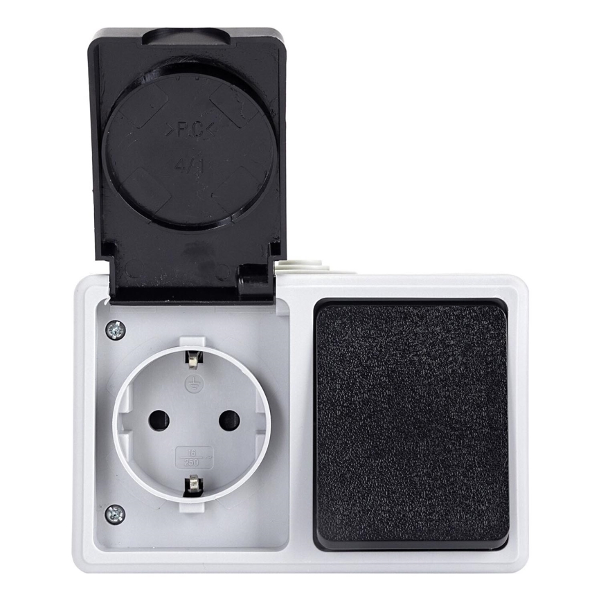 Aigostar - Buiten schakelaar 1P met stopcontact 1x16A/250V IP54 SCHUKO