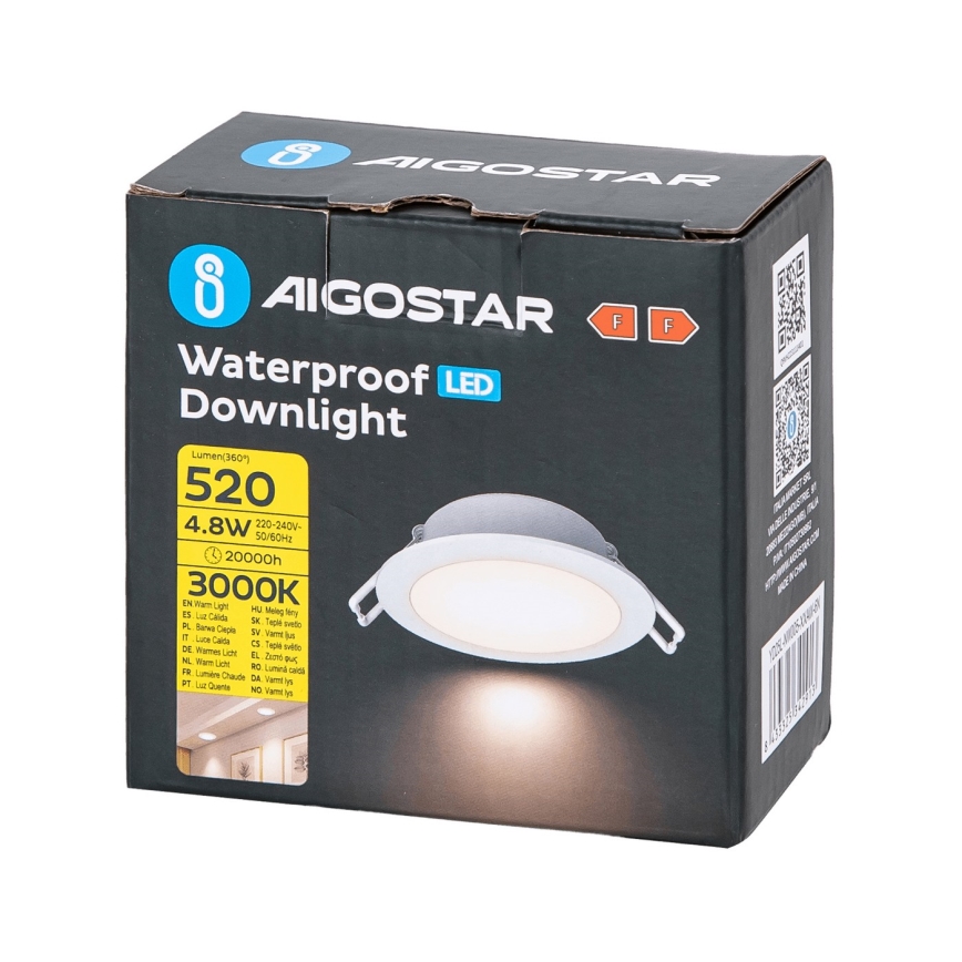 Aigostar - Hangende LED Badkamer plafond verlichting LED/4,8W/230V 3000K wit IP65