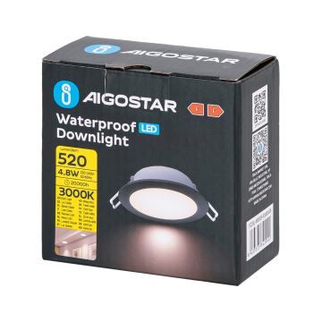 Aigostar - Hangende LED Badkamer plafond verlichting LED/4,8W/230V 3000K zwart IP65