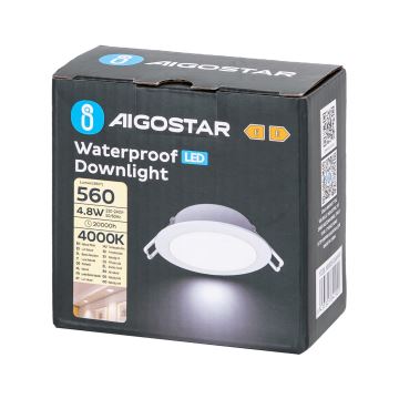 Aigostar - Hangende LED Badkamer plafond verlichting LED/4,8W/230V 4000K wit IP65