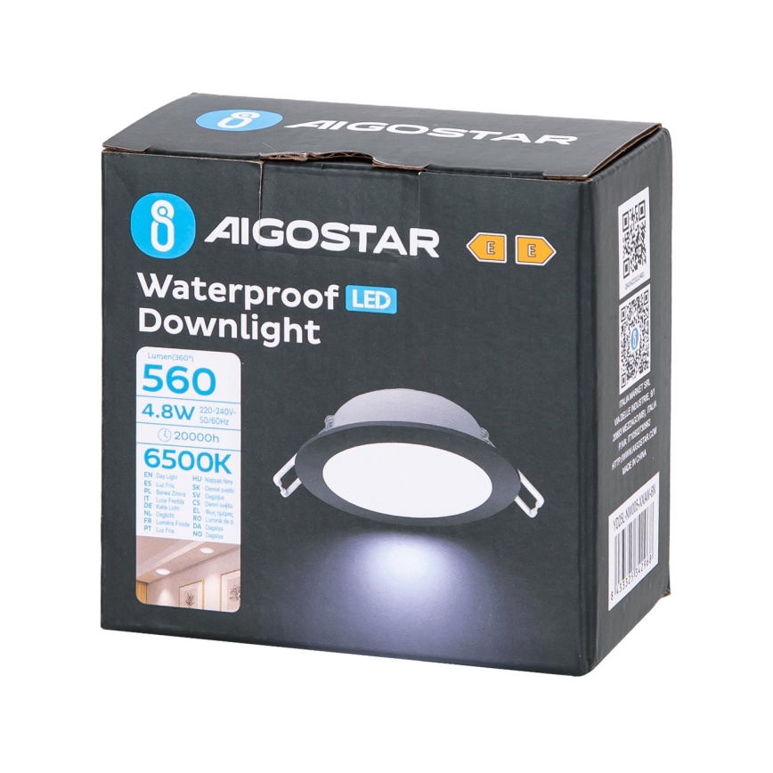 Aigostar - Hangende LED Badkamer plafond verlichting LED/4,8W/230V 6500K zwart IP65