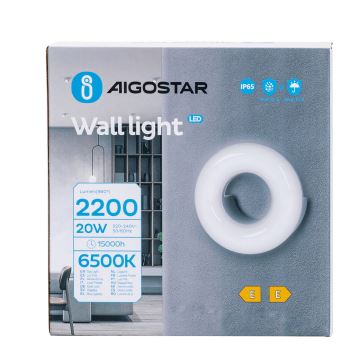 Aigostar - LED Wandlamp voor buiten LED/20W/230V 6500K IP65 zwart