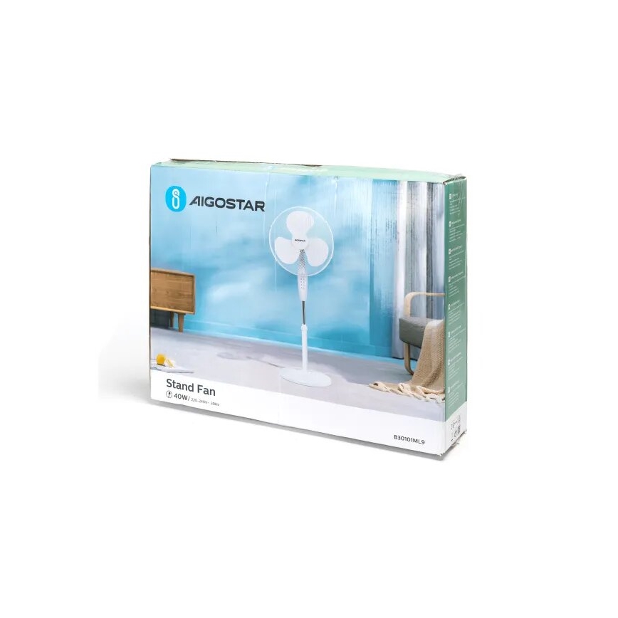 Aigostar - Staande ventilator 40W/230V wit