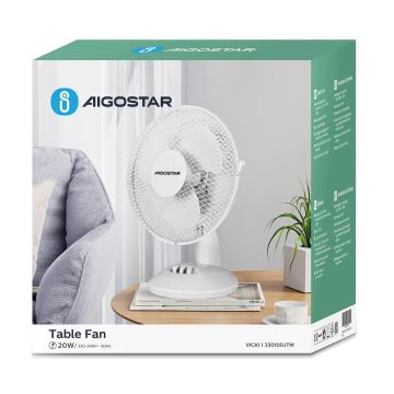 Aigostar - Tafelventilator 20W/230V wit