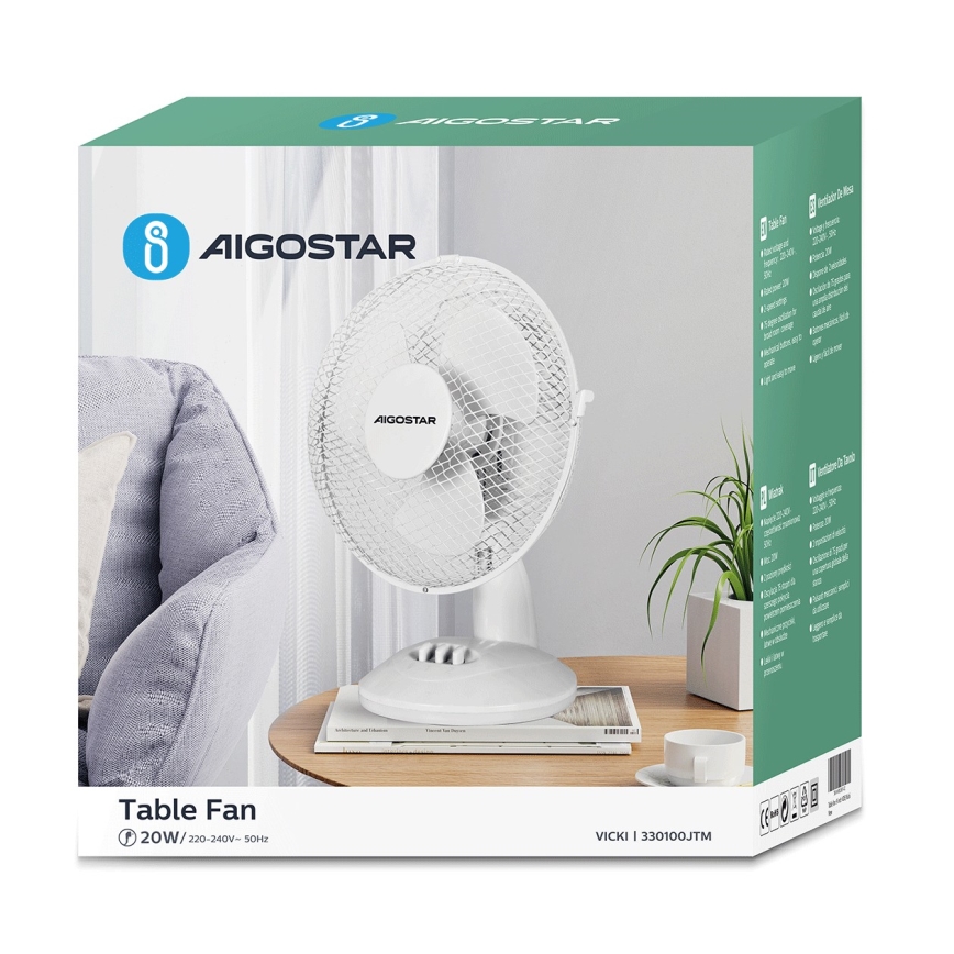 Aigostar - Tafelventilator 20W/230V wit