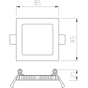 APLED - Hangende LED Badkamer plafond verlichting SQUARE LED/3W/230V IP41 85x85 mm