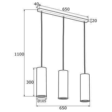 Argon 1486 - Hanglamp aan een koord LINEA 3xE27/15W/230V messing/zwart