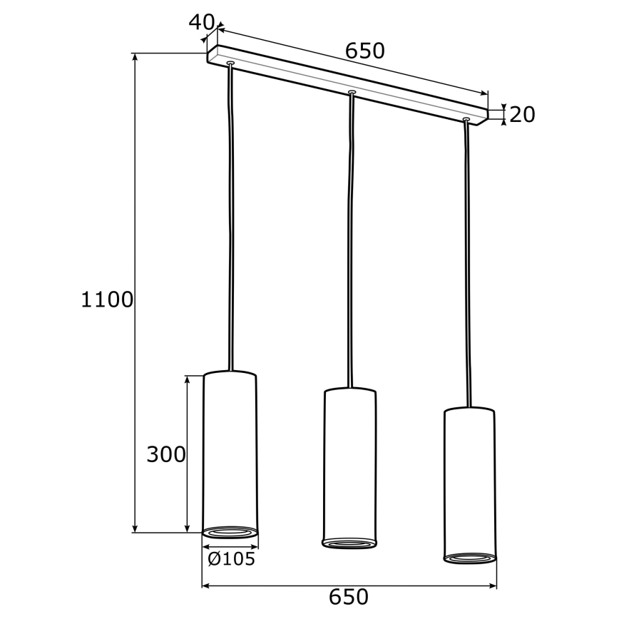 Argon 1486 - Hanglamp aan een koord LINEA 3xE27/15W/230V messing/zwart