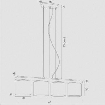 Argon 1814 - Hanglamp aan een koord CANOA 4xE27/15W/230V zwart