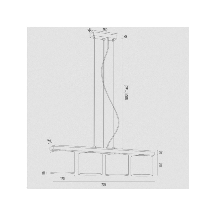 Argon 1814 - Hanglamp aan een koord CANOA 4xE27/15W/230V zwart