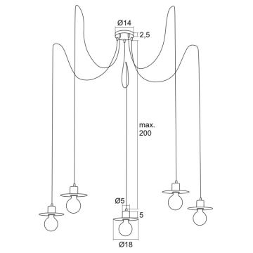 Argon 2077 - Hanglamp aan een koord CORSO 5xE27/15W/230V wit