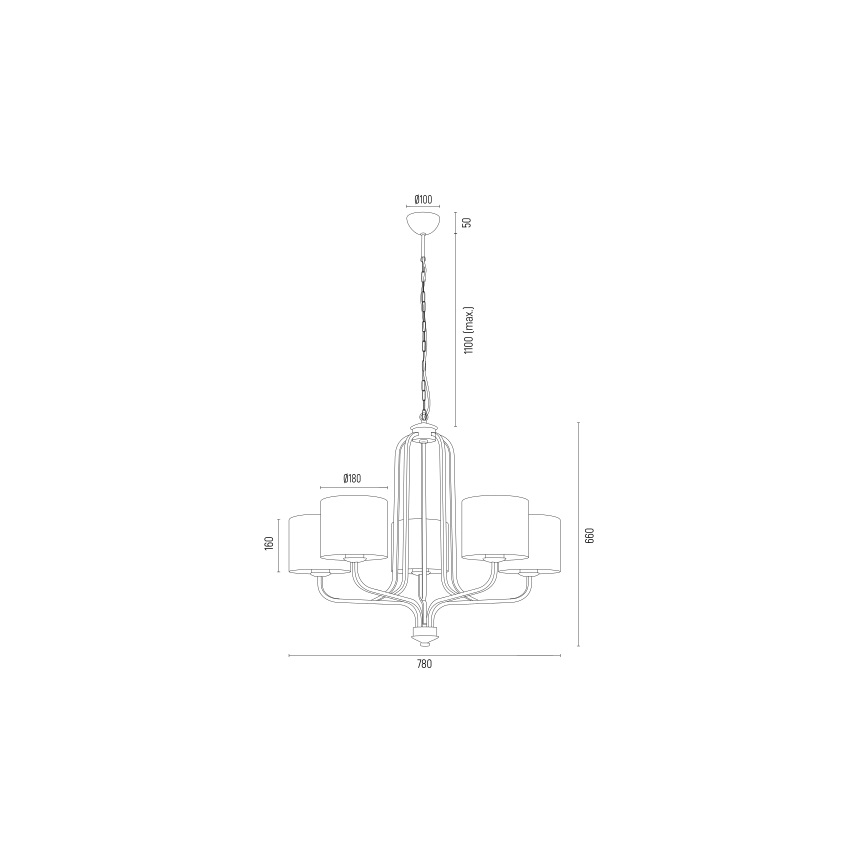 Argon 2172 - Hanglamp aan een ketting MARANELLO 5xE27/15W/230V