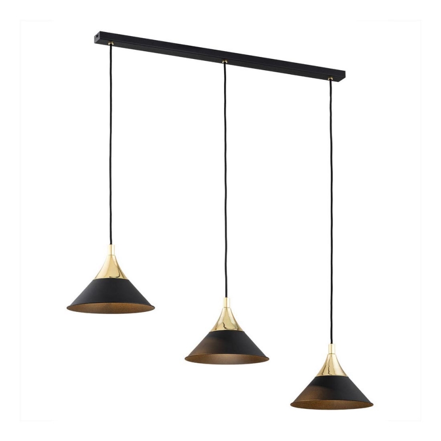 Argon 6140 - Hanglamp aan een koord MASSETO 3xE27/15W/230V zwart/gouden