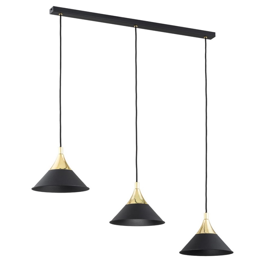 Argon 6140 - Hanglamp aan een koord MASSETO 3xE27/15W/230V zwart/gouden