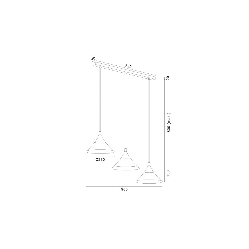 Argon 6140 - Hanglamp aan een koord MASSETO 3xE27/15W/230V zwart/gouden