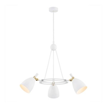 Argon 6148 - Hanglamp aan een paal CHARLOTTE 3xE27/15W/230V wit/goud