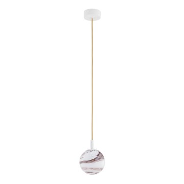Argon 8451 - Hanglamp aan een koord ALMIROS 1xE14/7W/230V diameter 12 cm albast wit/goud