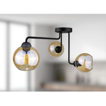 Bevestigde hanglamp MONDE BLACK 3xE27/60W/230V