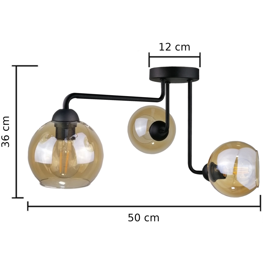 Bevestigde hanglamp MONDE BLACK 3xE27/60W/230V