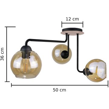 Bevestigde hanglamp MONDE WOOD 3xE27/60W/230V