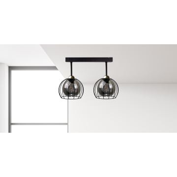 Bevestigde hanglamp SOLO BLACK 2xE27/60W/230V zwart/goud