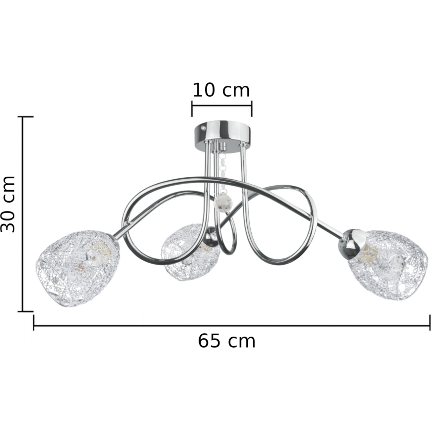 Bevestigde hanglamp TWIST CRYSTAL 3xE14/40W/230V