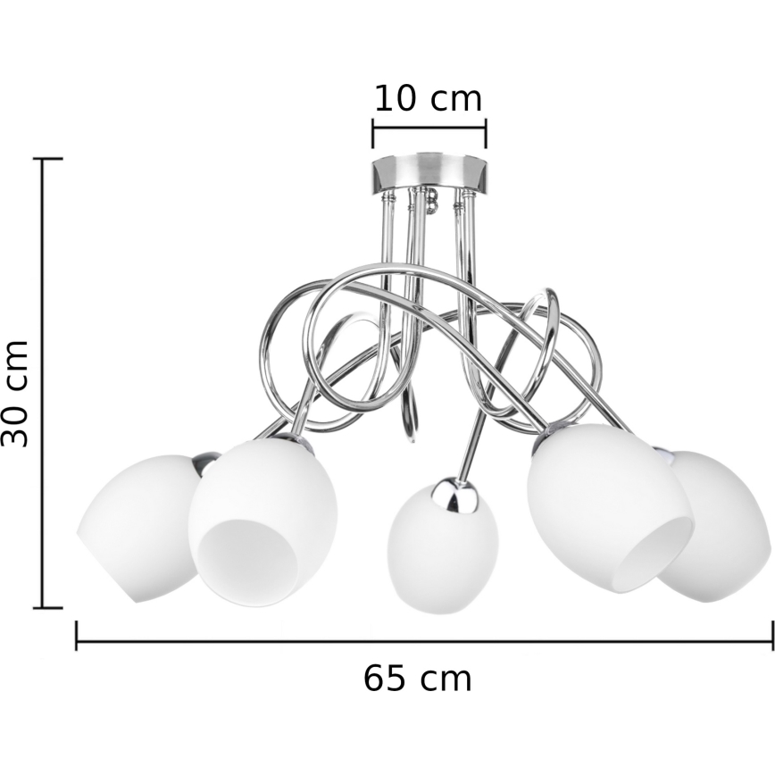 Bevestigde hanglamp TWIST WHITE 5xE14/40W/230V
