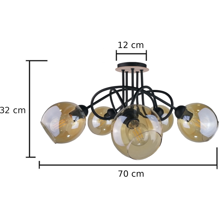 Bevestigde hanglamp VENUS WOOD 5xE27/60W/230V