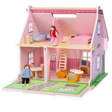 Bigjigs Toys - Draagbaar houten poppenhuis