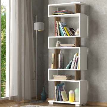 Boekenkast BLOK 165x60 cm wit/bruin