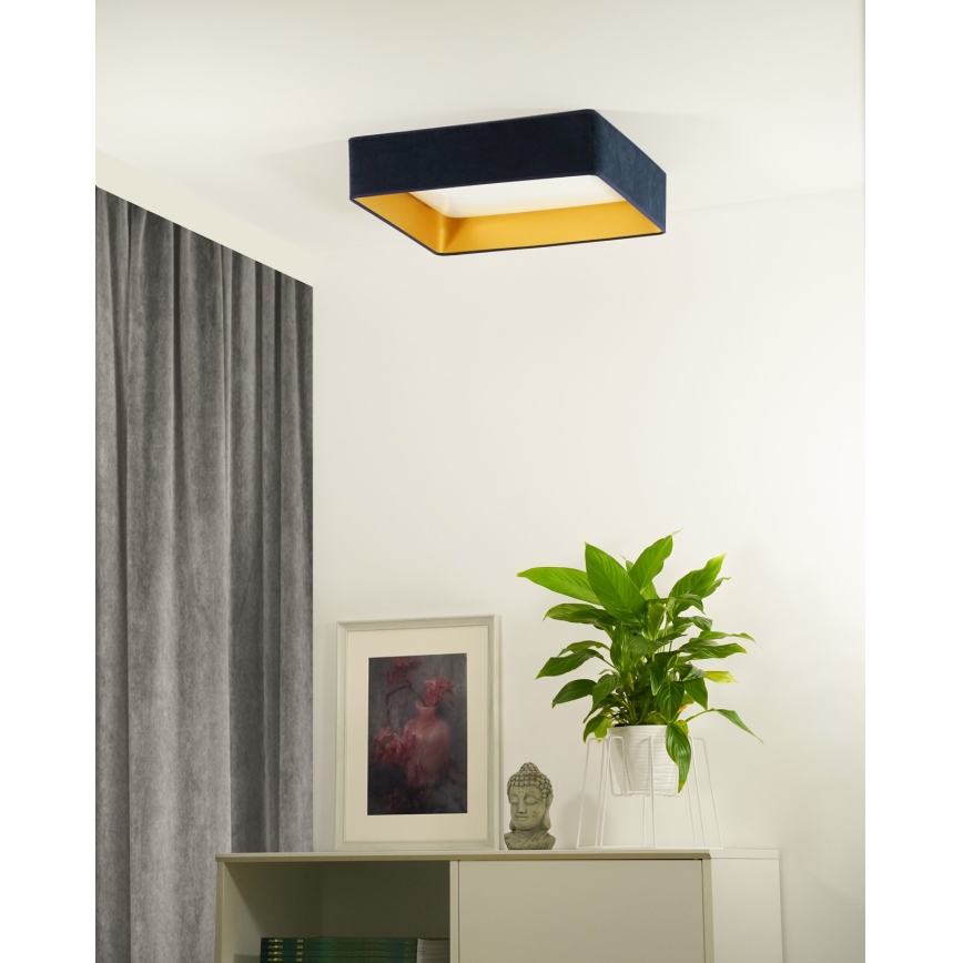 Brilagi - Dimbare LED plafondlamp VELVET SQUARE LED/24W/230V 3000/4000/6500K + afstandsbediening donkerblauw