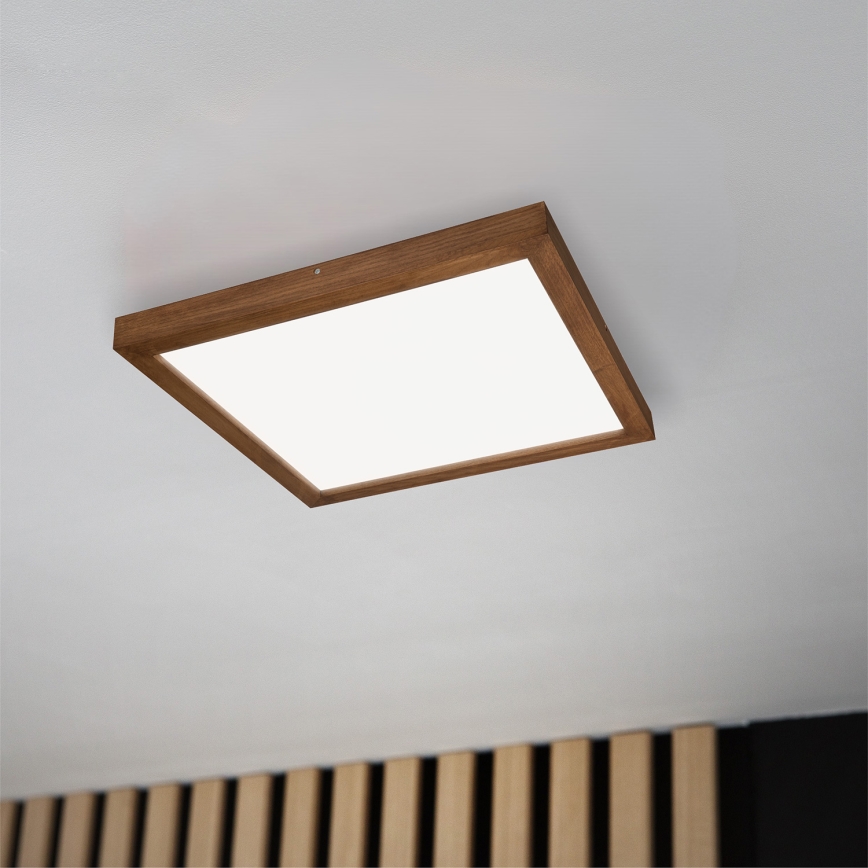 Brilagi - LED Dimbare badkamer plafondverlichting WOODY FRAME LED/50W/230V eiken 60x60 cm 3000-6000K IP44 + afstandsbediening