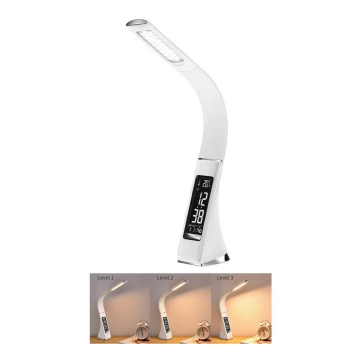 Brilagi - LED Dimbare tafellamp met display PELLE LED/7W/230V wit