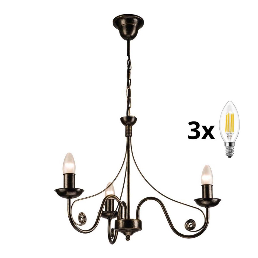 Brilagi - LED Hanglamp aan een ketting STEFANO 3xE14/40W/230V zwart patina