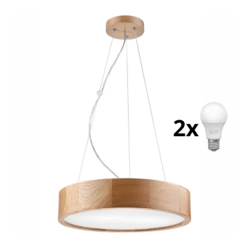 Brilagi - LED Hanglamp aan een koord CARVALHO 2xE27/60W/230V eiken diameter 37 cm