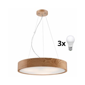 Brilagi - LED Hanglamp aan een koord CARVALHO 3xE27/60W/230V eiken diameter 47,5 cm