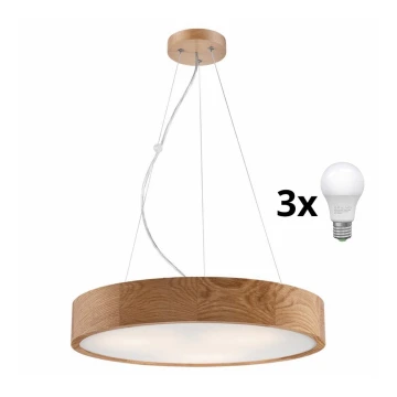 Brilagi - LED Hanglamp aan een koord CARVALHO 3xE27/60W/230V eiken diameter 47,5 cm