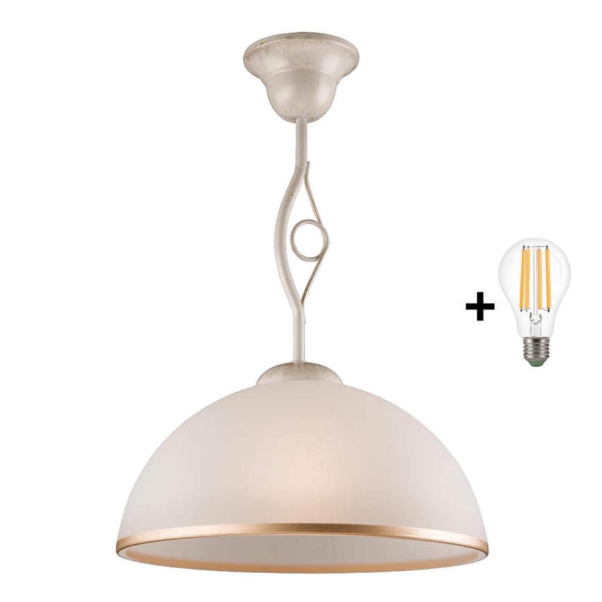 Brilagi - LED Hanglamp met vaste pendel ANTICO 1xE27/60W/230V wit patina