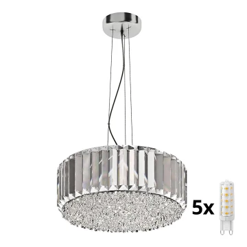 Brilagi - LED Kristallen hanglamp aan een koord GLAMOUR 5xG9/42W/230V