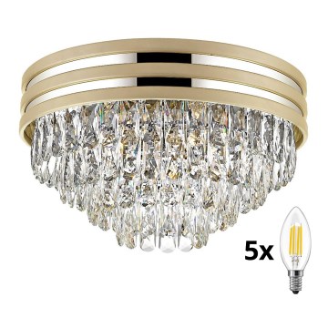 Brilagi - LED Kristallen plafondlamp VELURE 5xE14/40W/230V goud