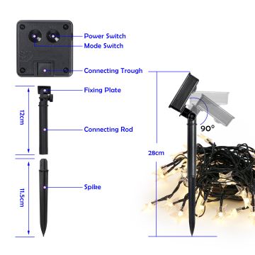 Brilagi - LED Solar Decoratieve lichtsnoer STARS 50xLED/8 Functies 7m IP65 warm wit