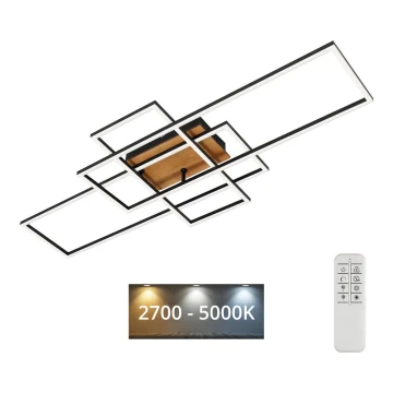 Brilo - Dimbare LED bevestigde hanglamp FRAME LED/51W/230V 2700-5000K zwart/bruin + afstandsbediening